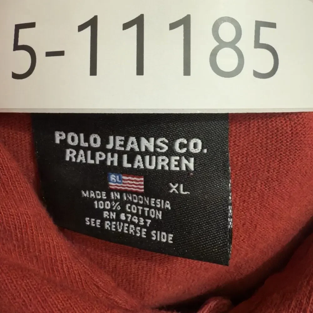 Vintage Polo Jeans Co Mens Shirt XL Burgundy Embroidered Ralph Lauren